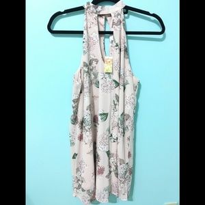 Split Neck Pink Floral Dress MANDEES